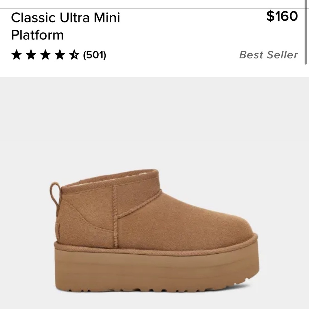 Chestnut Ugg Platform Mini Size 8